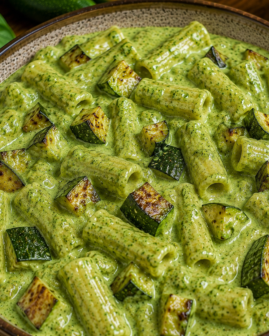 Rigatoni à la crème de courgettes rôties