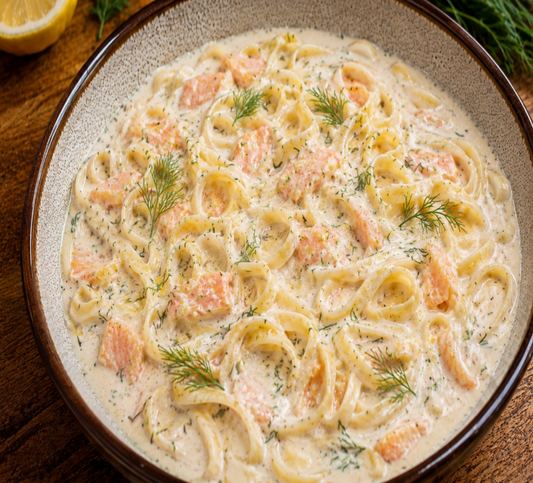 Tagliatelles saumon fumé et crème citronnée à l'aneth